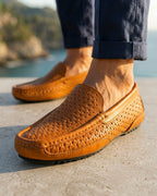 Men's Woven Slip-On Loafers – Handwoven Summer Driving Shoes