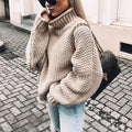 Women's Chunky Knit Turtleneck Sweater – Oversized Warm Pullover