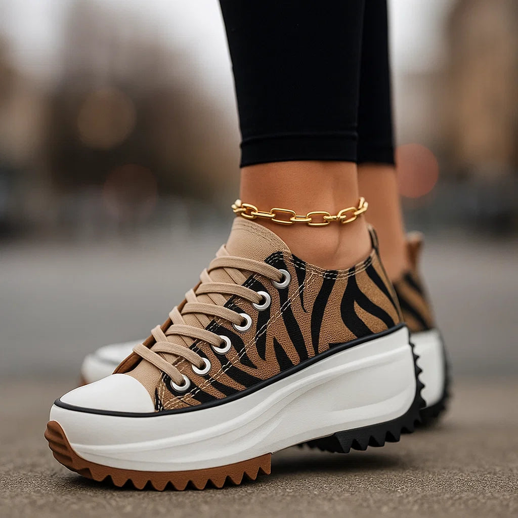 Women's Chunky Platform Sneakers – Cushioned Lace-Up Statement Shoes
