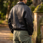 Men's Leather-Look Zip Jacket – Structured Collar Spring & Autumn Layer