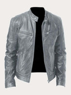 Marcus | Men Stand Collar Faux Leather Moto Jacket