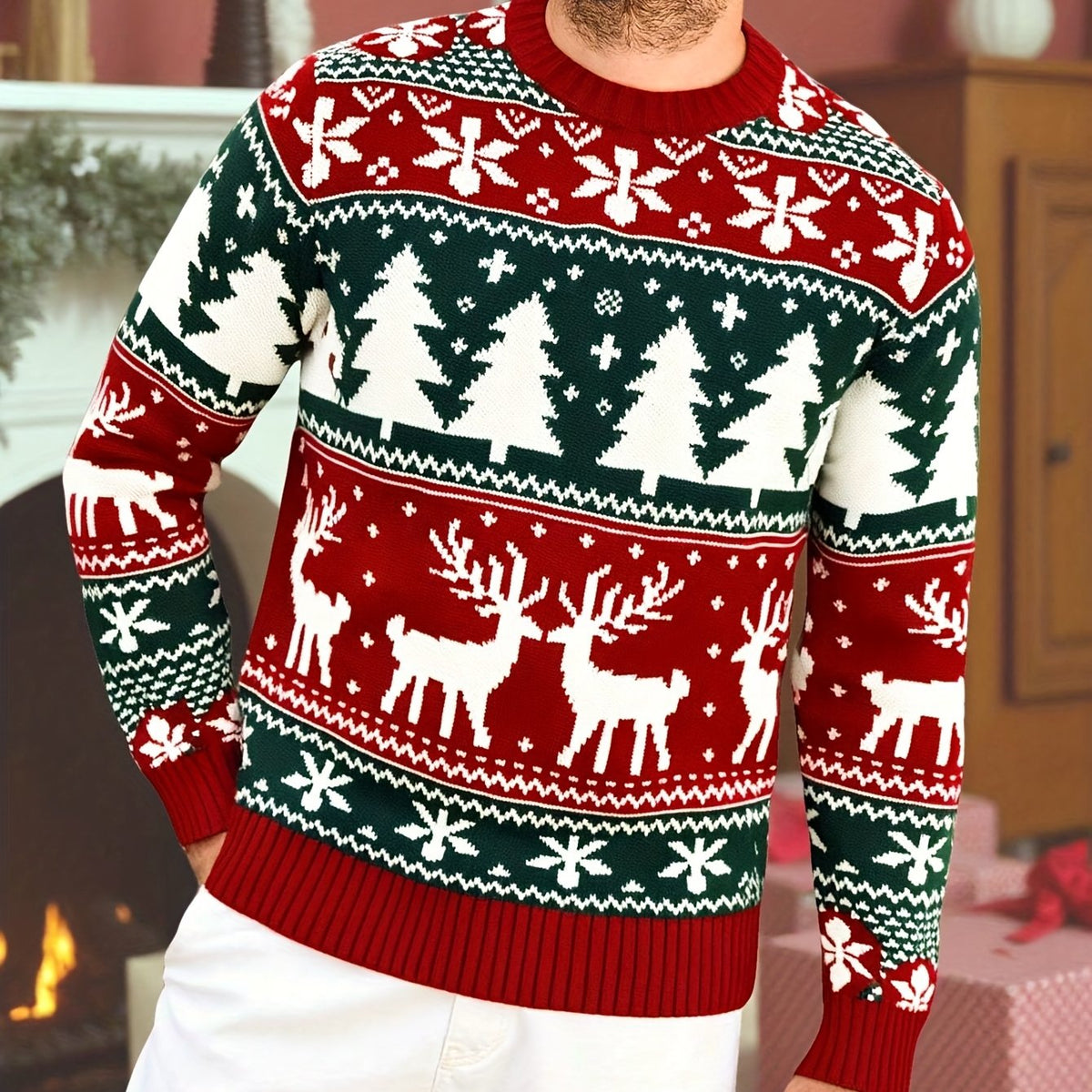 Dylan | Unisex Fair Isle Reindeer Christmas Knit Sweater