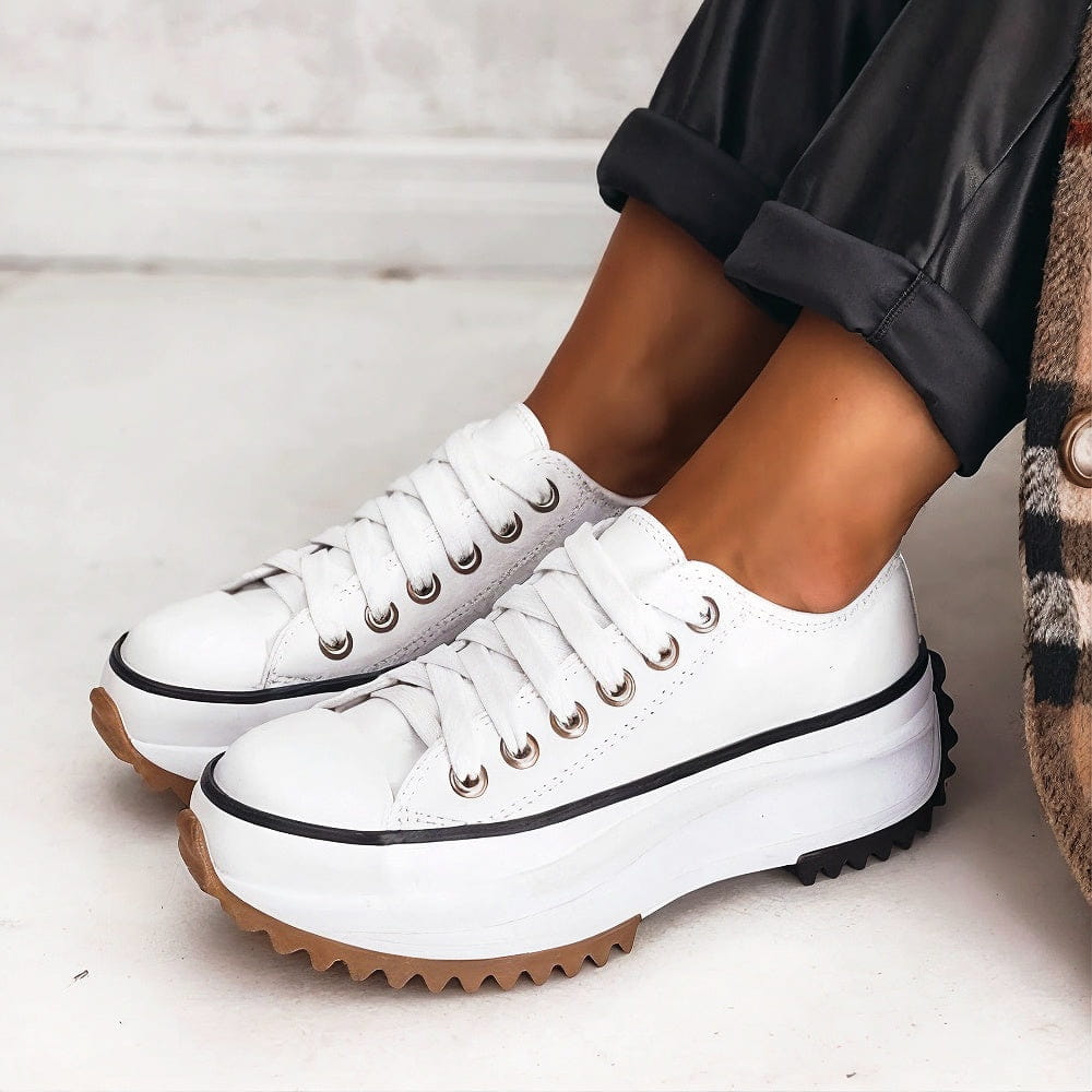 Women's Chunky Heel Slip-On Sneakers – Comfortable Platform Shoes