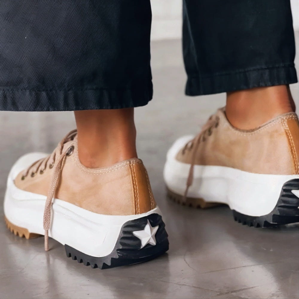 Women's Chunky Heel Slip-On Sneakers – Comfortable Platform Shoes