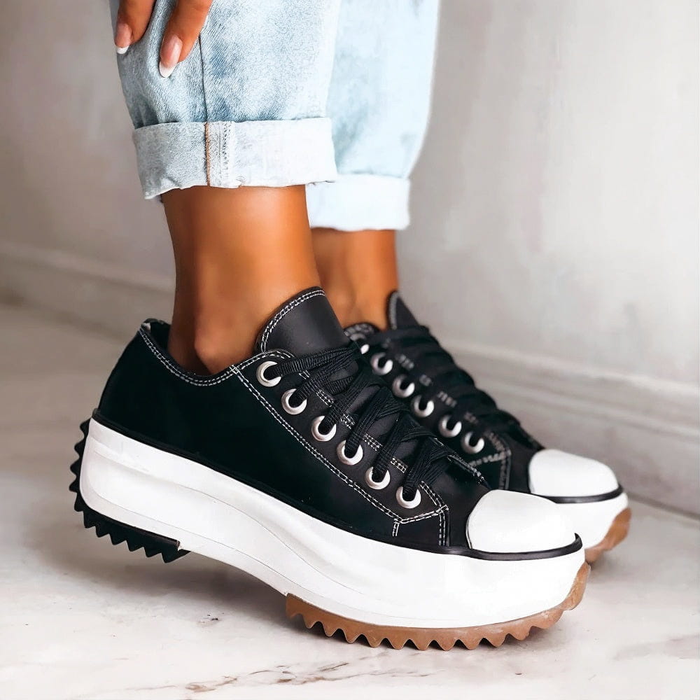 Women's Chunky Heel Slip-On Sneakers – Comfortable Platform Shoes