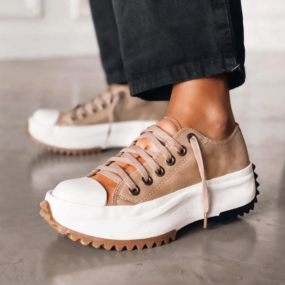 Women's Chunky Heel Slip-On Sneakers – Comfortable Platform Shoes