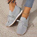 Women's Lace-Detail Slip-On Sneakers – Breathable Non-Slip Walking Shoes