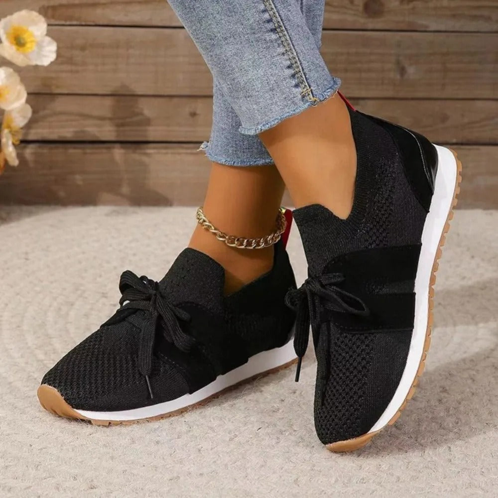 Women's Lace-Detail Slip-On Sneakers – Breathable Non-Slip Walking Shoes