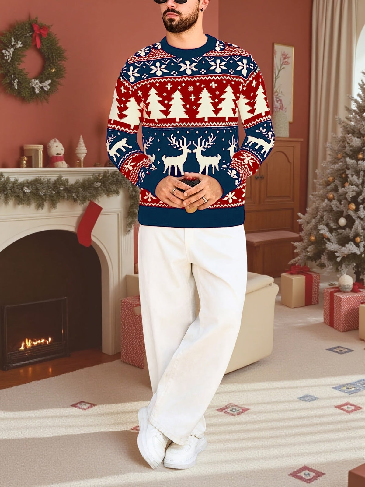 Dylan | Unisex Fair Isle Reindeer Christmas Knit Sweater