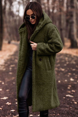 Women's Faux Fur Hooded Coat – Plush Longline Winter Jacket