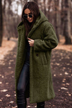 Women's Faux Fur Hooded Coat – Plush Longline Winter Jacket
