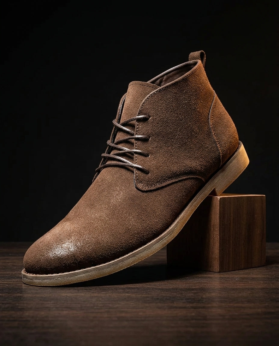 Men's Suede-Look Lace-Up Ankle Boots – Minimal Lightweight Desert Boots