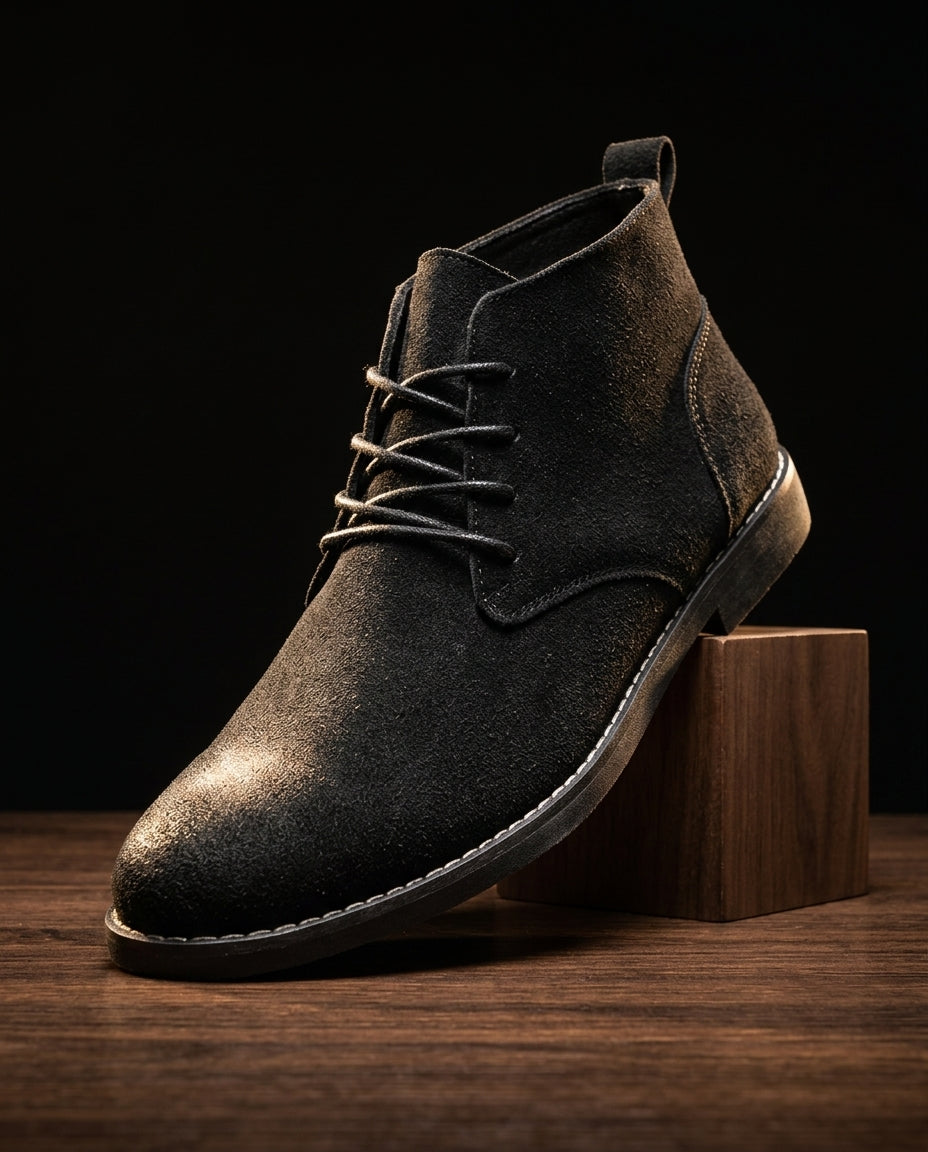 Men's Suede-Look Lace-Up Ankle Boots – Minimal Lightweight Desert Boots