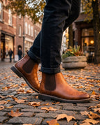 Men's Faux Leather Chelsea Boots – Elastic Side Pull-On Ankle Boots