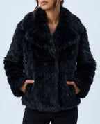 Women's Faux Fur Winter Coat – Plush Oversized Collar Elegant Jacket