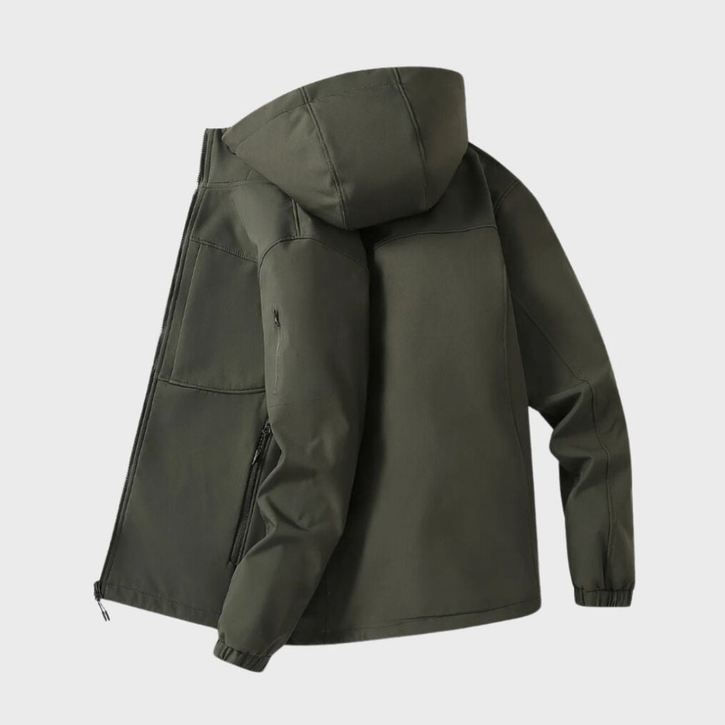 Men's Lightweight Hooded Rain Jacket – Zip-Up Outdoor Shell with Pockets