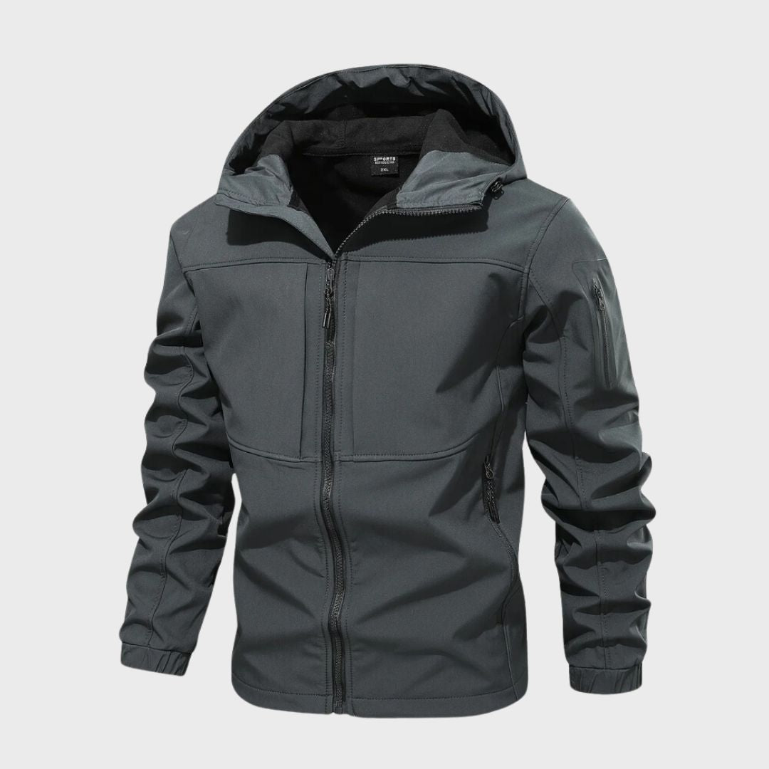 Men's Lightweight Hooded Rain Jacket – Zip-Up Outdoor Shell with Pockets