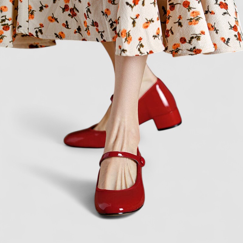 Women's Low Block Heel Mary Jane Shoes – Classic Buckle Strap Pumps
