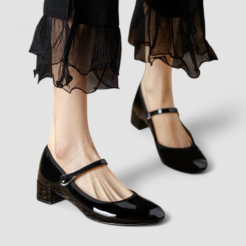 Women's Low Block Heel Mary Jane Shoes – Classic Buckle Strap Pumps