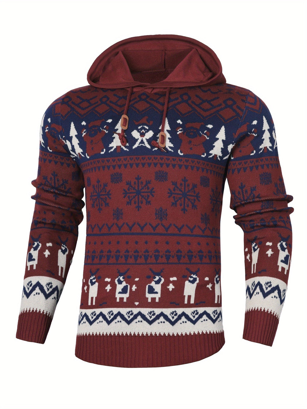 Baxter | Unisex Hooded Reindeer Christmas Knit Sweater