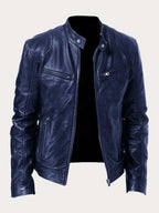 Marcus | Men Stand Collar Faux Leather Moto Jacket