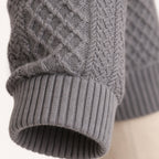 Men's Cable Knit High Collar Sweater – Retro Pullover with Elbow Patches