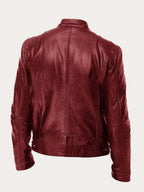Marcus | Men Stand Collar Faux Leather Moto Jacket