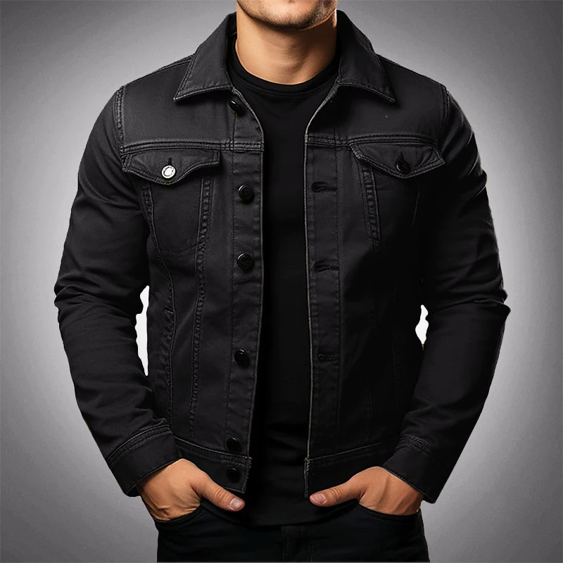 Men's Classic Trucker Jacket – Button Front Denim Jacket with Chest Pockets