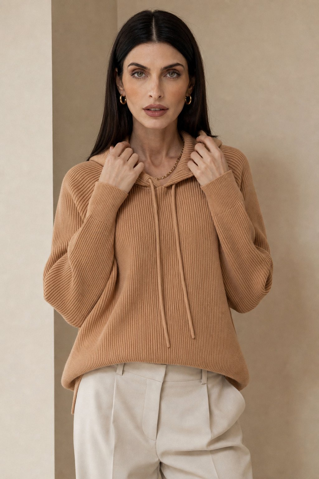 Nora | Women Relaxed Knit Drawstring Hoodie