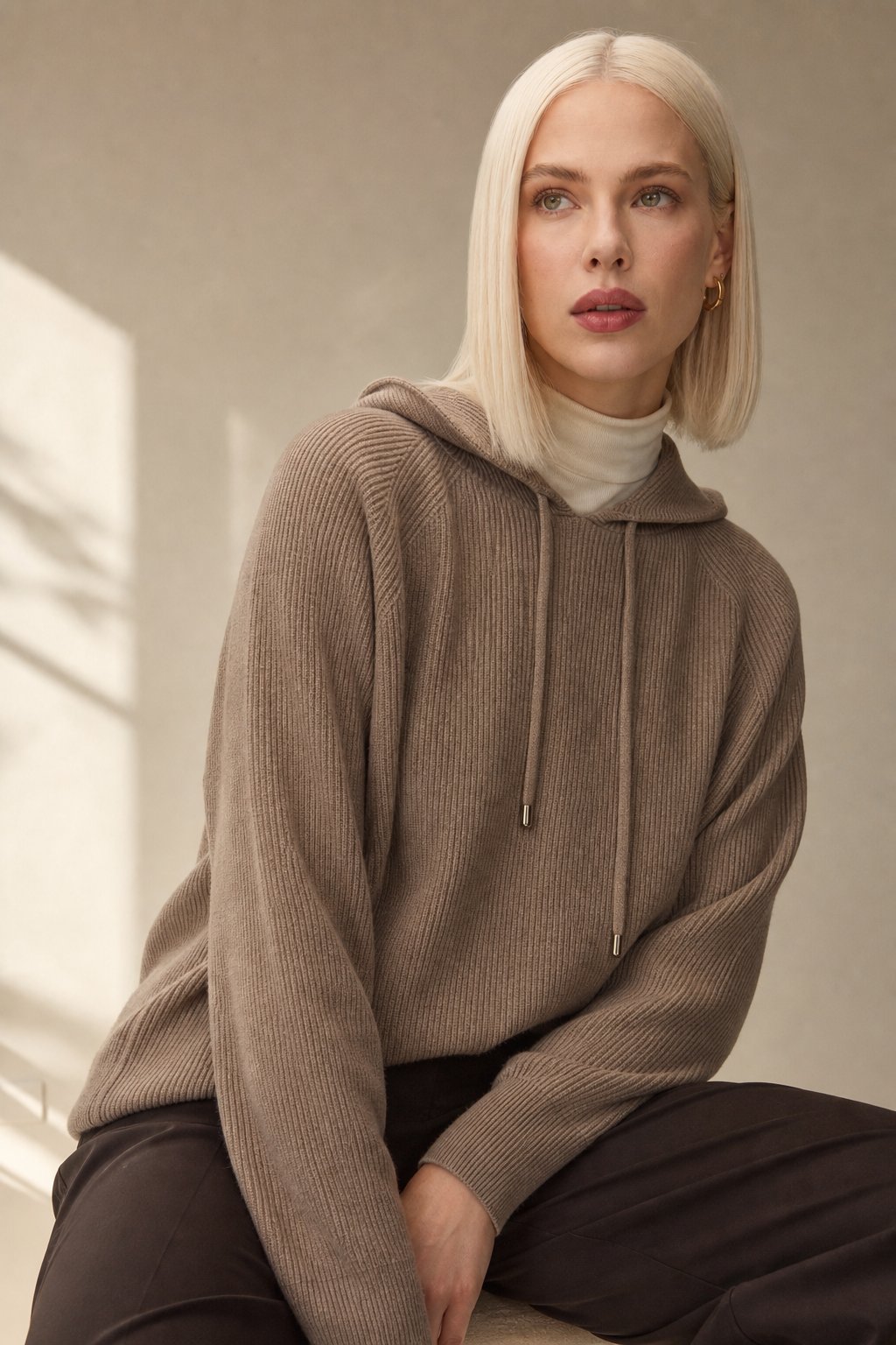 Nora | Women Relaxed Knit Drawstring Hoodie