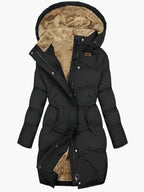 Women's Long Quilted Hooded Coat – Warm Lined Winter Puffer