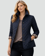 Women's Diamond Quilted Jacket – Lightweight Button-Front Mid-Season Coat