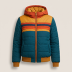 Amber | Women Hooded Color Block Puffer Jacket