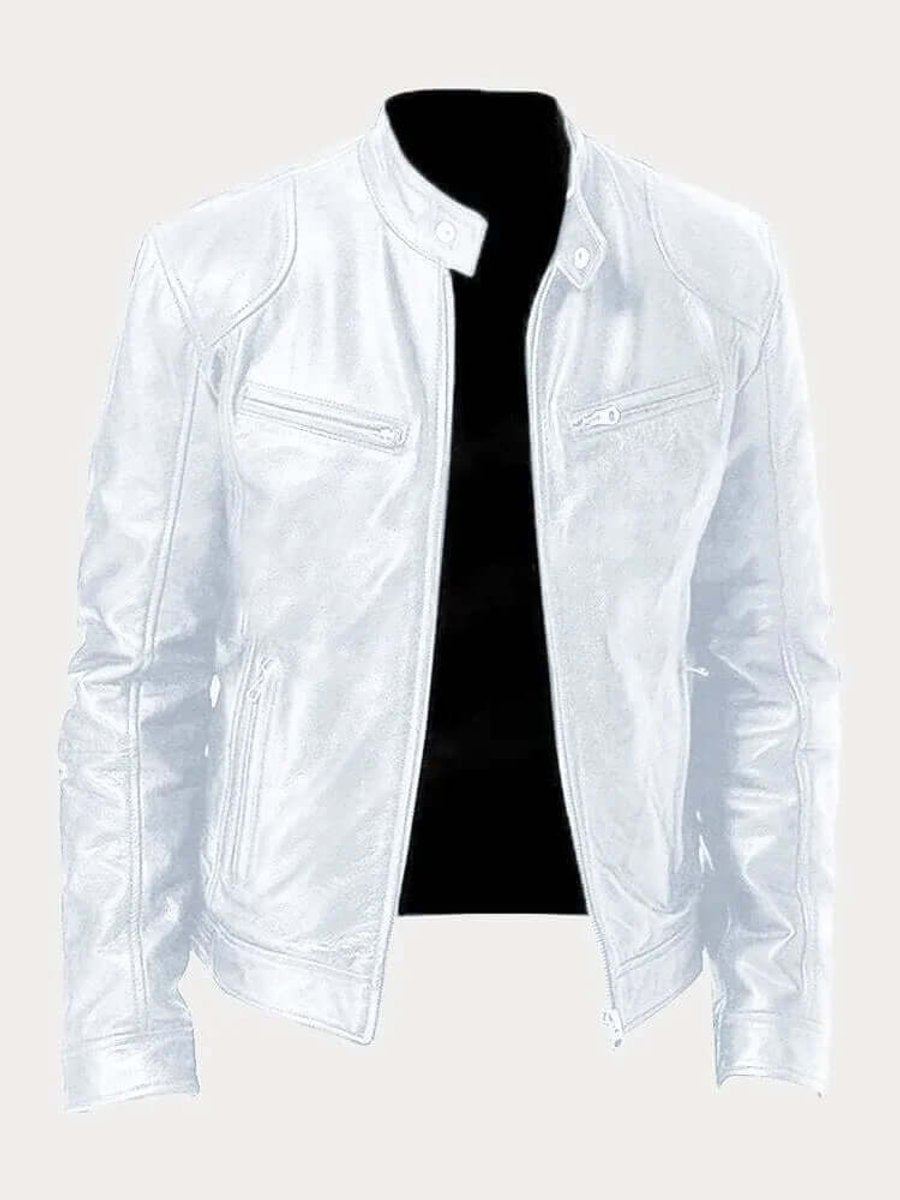 Marcus | Men Stand Collar Faux Leather Moto Jacket