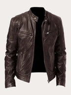 Marcus | Men Stand Collar Faux Leather Moto Jacket