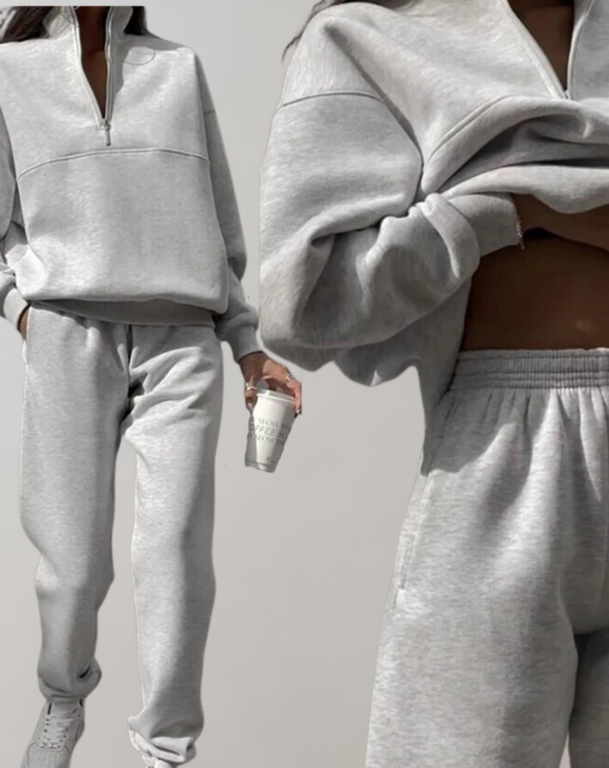Elise | Women Half Zip Fleece Two Piece Lounge Set