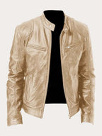 Marcus | Men Stand Collar Faux Leather Moto Jacket