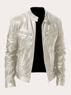 Marcus | Men Stand Collar Faux Leather Moto Jacket