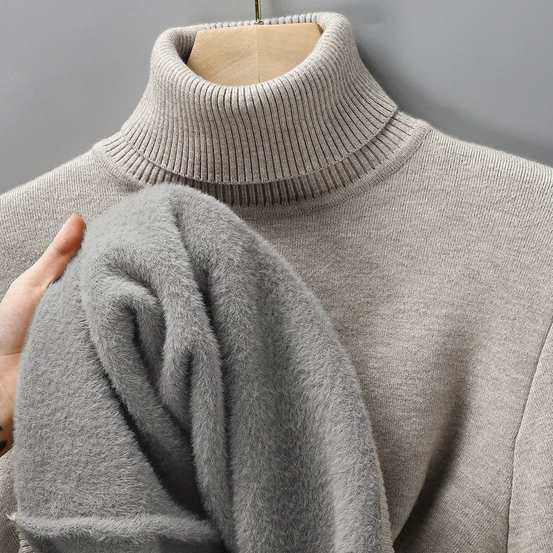 Men's Ribbed Turtleneck Sweater – Slim Long Sleeve Knit Pullover