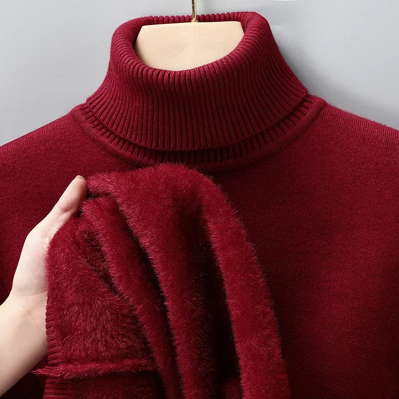 Men's Ribbed Turtleneck Sweater – Slim Long Sleeve Knit Pullover