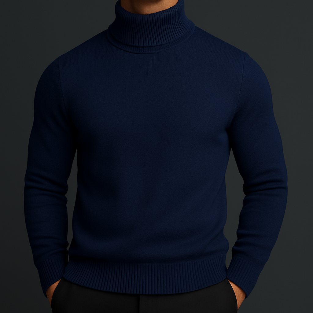 Men's Ribbed Turtleneck Sweater – Slim Long Sleeve Knit Pullover