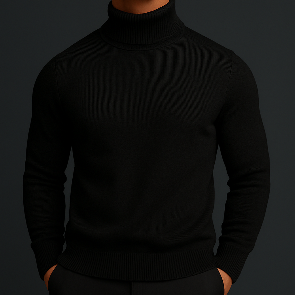 Men's Ribbed Turtleneck Sweater – Slim Long Sleeve Knit Pullover