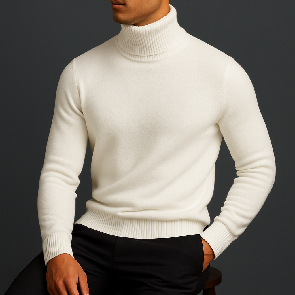 Men's Ribbed Turtleneck Sweater – Slim Long Sleeve Knit Pullover