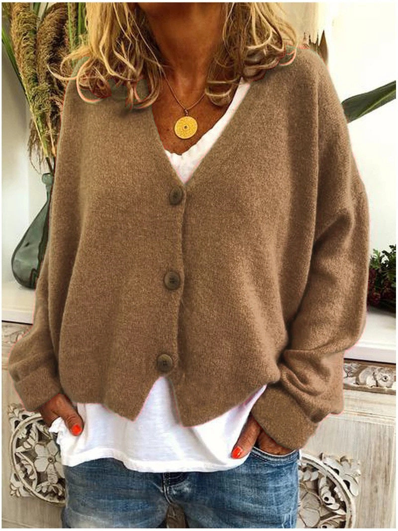 Women's Soft Knit Cardigan – Relaxed Fit Warm Button Sweater