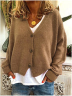 Women's Soft Knit Cardigan – Relaxed Fit Warm Button Sweater