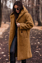 Women's Faux Fur Hooded Coat – Plush Longline Winter Jacket