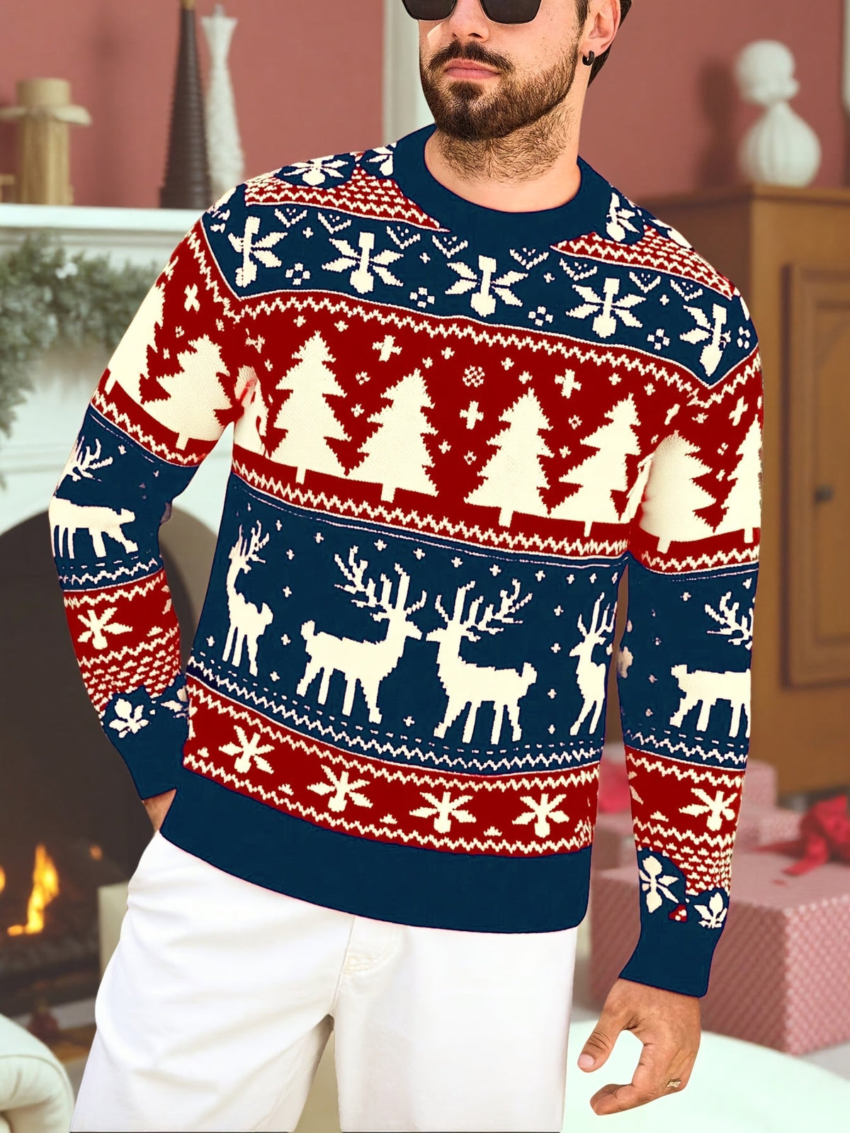 Carter | Unisex Fair Isle Reindeer Christmas Sweater