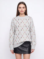 Nina | Women Oversized Reindeer Embroidered Knit Sweater