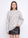 Nina | Women Oversized Reindeer Embroidered Knit Sweater