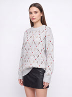 Nina | Women Oversized Reindeer Embroidered Knit Sweater